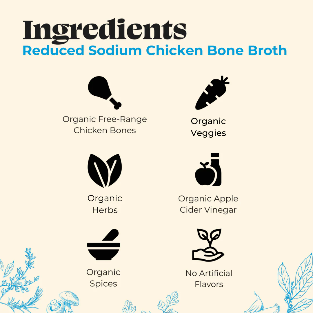 6 Pack: Reduced Sodium Chicken Bone Broth - Image 3