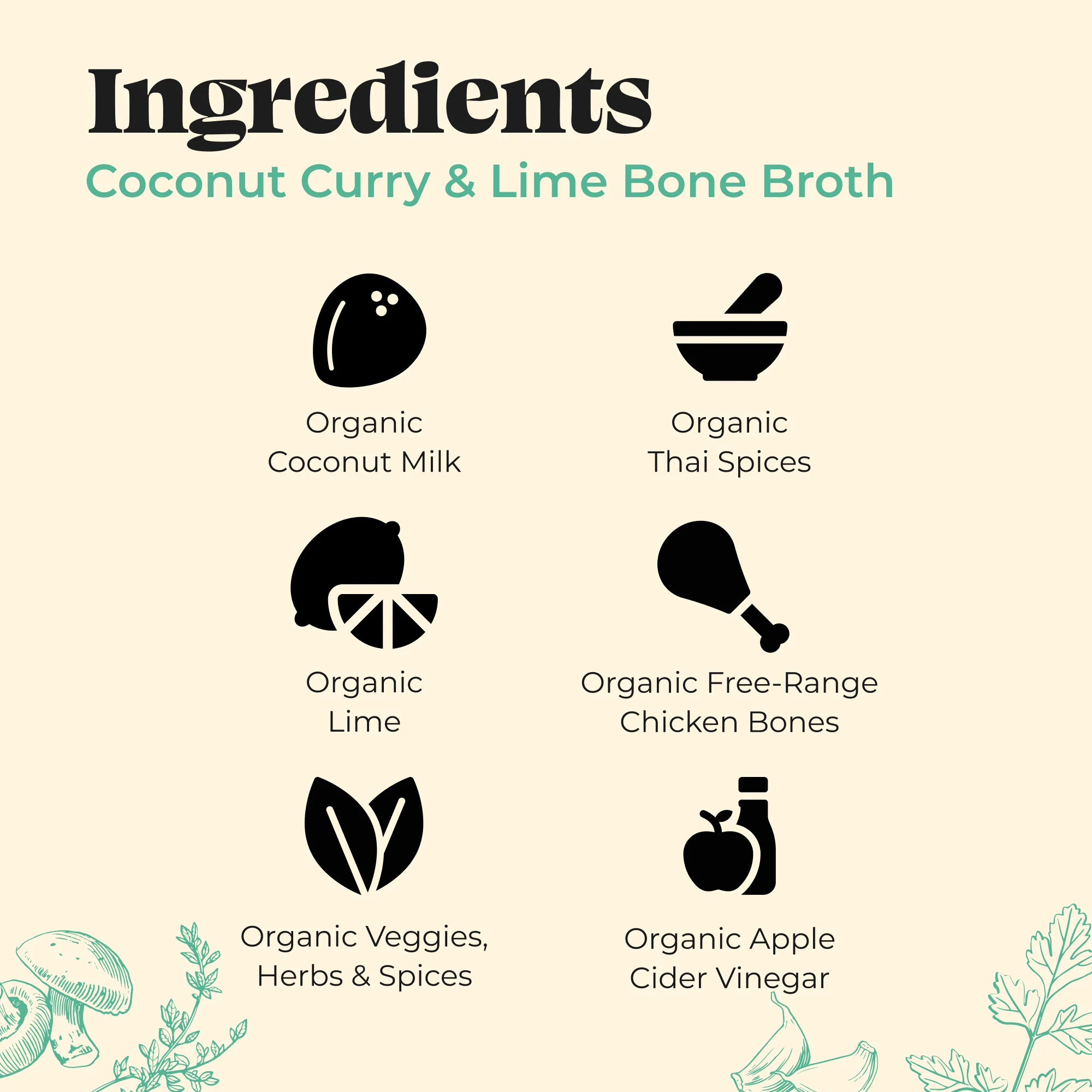 Coconut Curry & Lime Chicken Bone Broth - 16.9 oz - Image 3