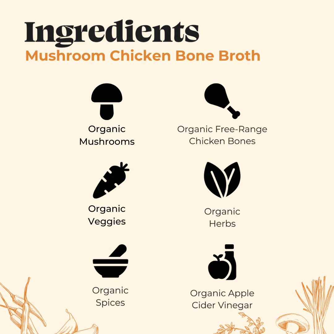 Mushroom Chicken Bone Broth - 16.9 oz - Image 3